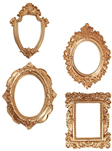 TENDYCOCO 4er Set Vintage-Bilderrahmen Kunstharz Antikes Foto Retro-Rahmen Mini-Rahmen Rechteckig für DIY-Schmuck-Display Wohnkultur