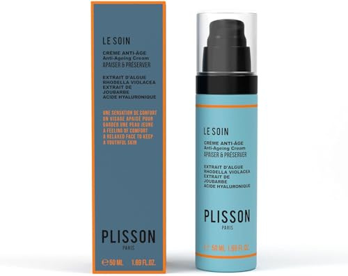 Plisson - Anti-aging ansiktskräm för män - berikad med naturlig hyaluronsyra - 99 % naturliga ingredienser, Rhodella Violacea alger och Joubarbe- Fransk tillverkning - 50 ml