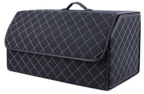 Auto Leder Kofferraum Organizer für Lexus NX RC RX UX Petrol UX HEV UX Electric Faltbar Aufbewahrungsbox Zubehör,Black Beige Style-L