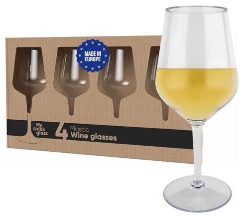 MyDrinkglass Weingläser Plastik – 4 Camping Gläser Unzerbrechlich – 470 ml – Rotweingläser – Cocktailglas – Aperol Gläser – Zero Waste
