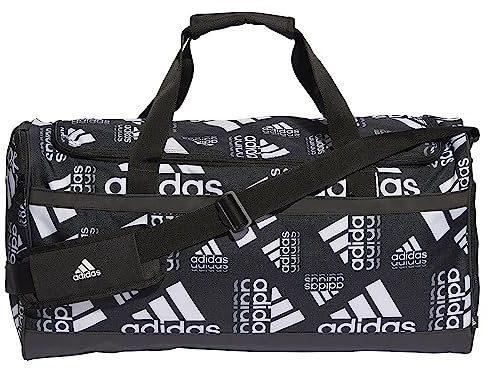adidas Unisex Graphic Duffel Bag, Black/White, M