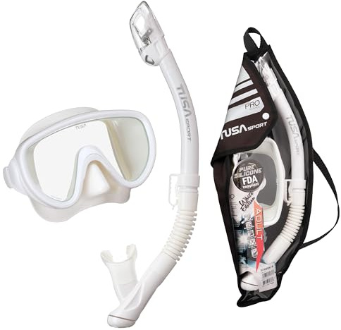 TUSA Sport UC-1625PQW-W Serene Maske und Trocken-Schnorchel-Kombination, mit wiederverwendbarer Reisetasche, Weiß/Weiß