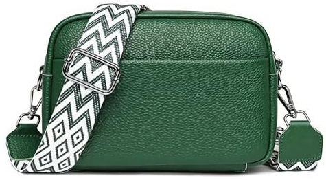 FORRICA Sac à Bandoulière Femmes Petit Cuir Filles Bandoulière Sac D'épaule Mode Besace Sacoche avec Sangle Large Vert A