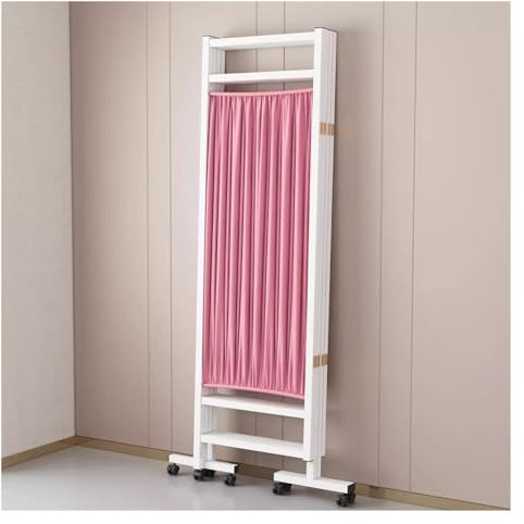 3 Panel - 6 ft Tall Rolling Medical Privacy Screen on Wheels，Folding Portable Room Seperating Divider，Office/Beauty Salon/Hospital Temporary Partition Wall Panels ( Color : Pink , Size : 3 Panel 150cm