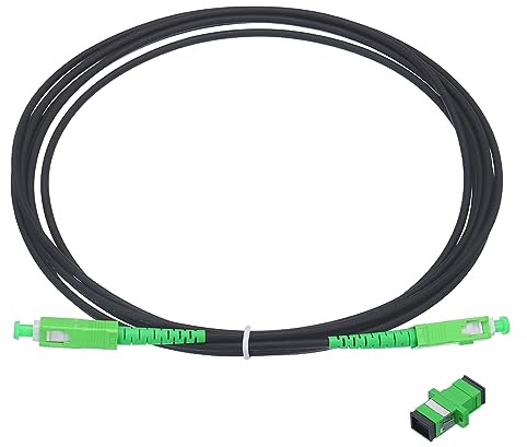 QUARKZMAN 1uds 9,8 Pies Monomodo Simple OS2 Fibra Óptica Conexión Cable LSZH SC/APC-SC/APC Blindado Puente Óptico Negro para Fibra Óptica LAN Redes con Adaptador