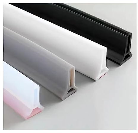 QotTLe Duschwasserstop Duschschwelle Faltbare Duschbarriere, Duschtürdichtung Silikon Badezimmerdichtung Mit Wasserdichter Duschaufkleber Duschschwelle (Color : Schwarz, Size : 10m/393 inch)
