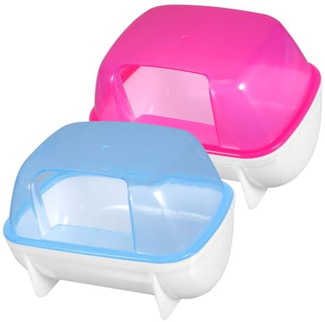 YARNOW 2stücke Sandbadezimmer Für Hamster Und Chinchillas Tragbarer Badebehälter Mit Abnehmbarem Design Blau