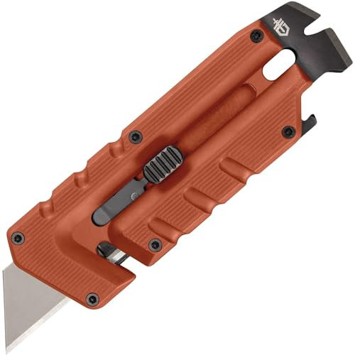 Gerber Multi-Tool mit 8 Funktionen, Prybrid-Utility, Multifunktionswerkzeug mit Cuttermesser, Brecheisen und Gurtschneider, Orange, Edelstahl, 1068160