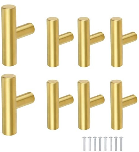 LWLWA Maniglie Armadio 8 Pezzi, Oro Maniglie per Mobili, Spessore Maniglie per Mobili da Cucina, Viti a Foro Profondo Texture Delicata Forte e Robusta, per Armadi con Cassetti