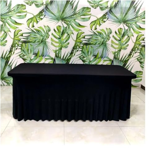 ZGXNYI Nappe Table Exterieur Stretch-Rechteck-Tischdecke, Spandex-Tischröcke, Lange Tische, waschbar, knitterfrei, Tischdecken, 1,8 m, 1,2 m, 2,4 m, Spanntisch Nappe(Black,183 x 76 x 76cm)