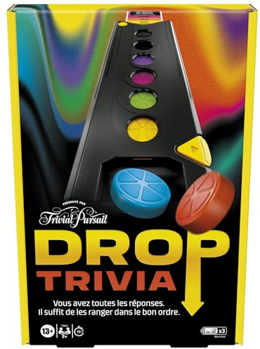 Hasbro Gaming Drop Trivia, Jeu Électronique Familial Inspiré de Trivial Pursuit - Version Française, Jeu de Société Multijoueur, à Partir de 13 Ans