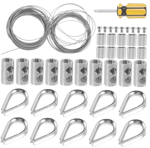 ULTECHNOVO Kit De Cuerda Inoxidable Cable De Aparato Guardacabos Duradero y Antideslizante Para Interiores y Exteriores