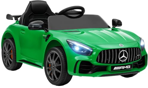 AIYAPLAY Merceds-Benz AMG GTR Kinder Elektroauto 12V für 3-6 Grün | 2,4G Fernbedienung, 2 Motoren, Hupe, MP3 Musik, Sanftstart, Rückwärtsfunktion, 3-5km/h, Kinderfahrzeug
