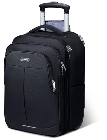 Lekespring Rolling Backpack for Adults,17 Inch Waterproof Underseat Carry On Luggage, Wheeled Carry-on Luggage, Travel Backpack for Men Women， Trolley Laptop， Black Medium