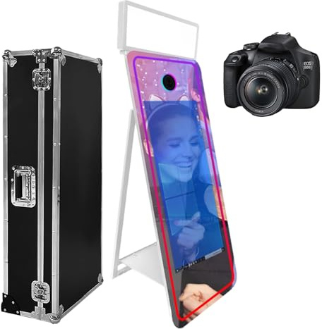 Magischer Spiegel, Fotokabine, 165,1 cm (65 Zoll), mit Flughülle, interaktiver Touchscreen-Spiegel, Fotokabinen-Maschine für Veranstaltungen, Partys, Hochzeiten, Vermietung (109 cm (43 Zoll)