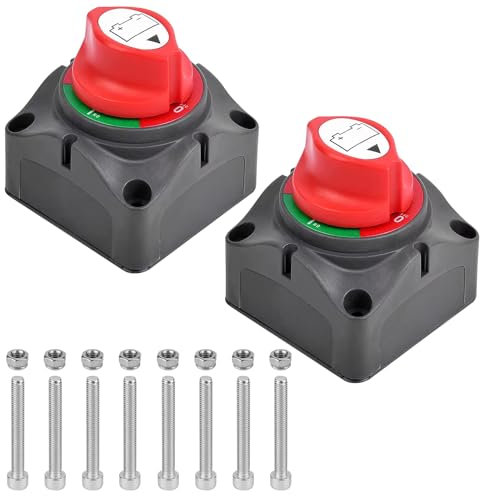2 Stück Batterie Trennschalter, 12-24V Batterietrennschalter, Batterieschalter, für Auto Motorrad Marine Caravan Yacht Bus Boot