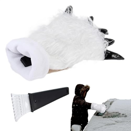 Gants de grattoir à Glace – Gants Griffe d'ours avec grattoir à Glace | Pelle à Glace et moufle grattoir | Gants d'hiver Chauds avec grattoir à Glace intégré | Gants de Nettoyage de Pare-Brise de