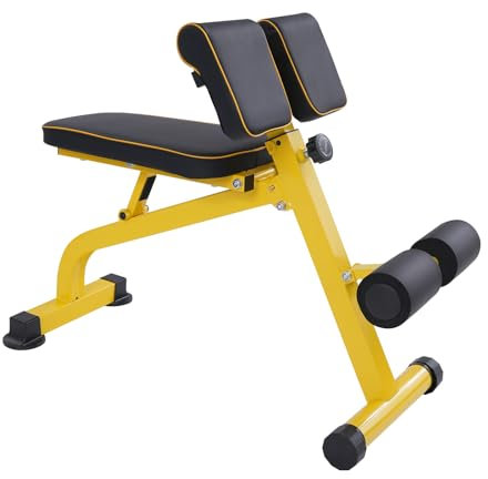 Klappbar Trainingsbank Schrägbank 300kg,Verstellbarehöhe 27.9-39.7cm Hyperextensionsstuhl mit Rückenlehne Bauchmuskeltraining Fitness Bank Schrägbank Römische Stuhl Bank für Ganzkörper-workout