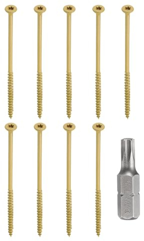 sourcing map 50pcs Deck Screws #10 x 5 Torx Exterior Wood Screws Rust Resistant Epoxy Coating Outdoor Decking Nails with T25 Star Drive Bit, for Decks Fences Machinery Ship