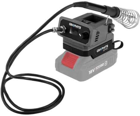 GRAPHITE Schnurlose Lötkolben-Station Professional 18V Ohne Akku | 25W 150-480℃ Lötkolben-Kit, Schnelles Aufheizen, Für elektronische Arbeiten, Elektro-DIY, Haushaltsgeräte-Reparatur