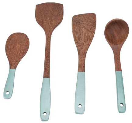 Set di Utensili da in Legno, Cucchiaio Spatola in Legno Composito, Mestolo di Cucchiaio di Zuppa con Buco Appeso, Mestolo di Spatola di per Principianti