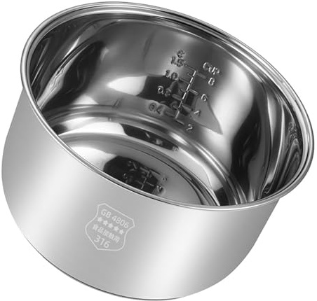 Rice Cooker Inner Pot Replacement, 316 Stainless Steel – Multi-Cooker Compatible, Non-Stick, with Measurement Lines for Precise Cooking,4L
