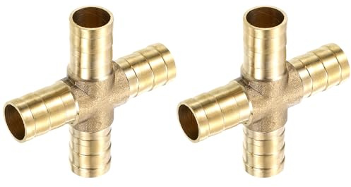 QUARKZMAN 2Pcs Laiton 4 Voie Tuyau Raccord 1/2 (12mm) Raccord Tuyau | Adaptateur, Croix Cannelure Union, pour Eau, pour Carburant, pour Air, Transport Connecter Pipelines
