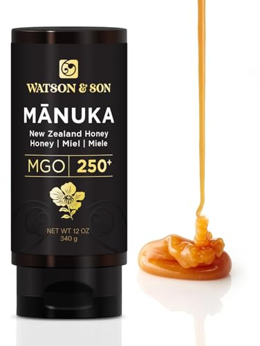 Watson & Son – Miele Grezzo di Mānuka Monoflora da Spremere, MGO 250+, 340g (12oz) – Prodotto in Nuova Zelanda