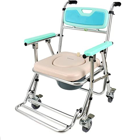 Chaise Percée Pliante - Fauteuil Roulant De Douche Réglable En Hauteur - Chaise Percée De Chevet Multifonctionnelle - Avec Pot Amovible, Antidérapante Et Légère - Pour Personnes Âgées Handicapées, Ty