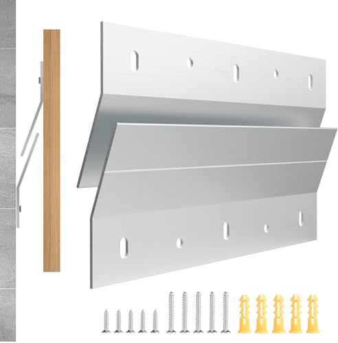 EFUTURETIME 1 Paire Rail Fixation Miroir Lourd en Z 20cm, Inclinaison 16° | Cadre, Supports Alliage d'Aluminium, pour Tête de Lit, Panneau, Rack