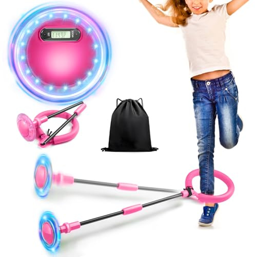 Jalunth Springring Fußkreisel Swing Wheel Outdoor Draußen Garten Strand Blinkt Spielzeug Spiele Kinder Erwachsene Junge Mädchen 5 6 7 8 9 10 11 12 13 Jahre Geburtstag Geschenke mit Lichtrad