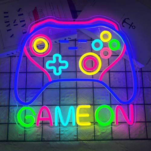 Game LED Neon Licht Dimmbar Gaming Neon Schild für Wanddekoration | USB Betrieben Spiel Leuchtreklame Wanddekoration für Gamerzimmer Geschenk für Gamer