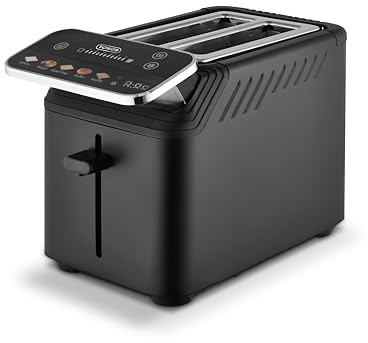Tower T20096BLK Cavaletto Mirage 2 Slice Toaster with Digital Control Panel, 5 Pre-Set Toasting Options, Countdown Timer, Memory Function, 925W, Black with Chrome Trim