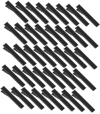 TOGEVAL 100 Pinzas Cabello Tipo Clip Metálico de Caimán en Color Negro, de Hierro, Tamaño 4.5 Cm, Seguras y Cómodas para Peinar y Seccionar el Cabello