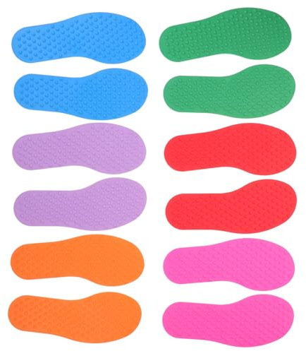 BESTonZON 6pares Marcadores De Pies Goma Antideslizante Coloridos Forma De Huella para Aire Educación Física y Actividades De Manualidades El Hogar o Aula