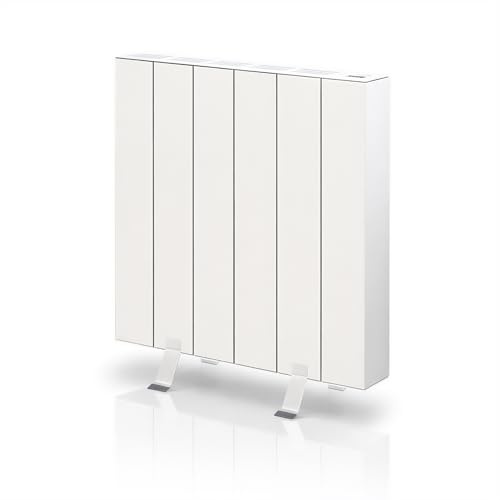 Elian Radiateur à sec électrique - Technologie Dry sans liquide - Chaleur instantanée - Aluminium - Programmation 24/7 - Détecteur de fenêtre ouvert - Avec pieds et supports muraux - 1000 W - Blanc