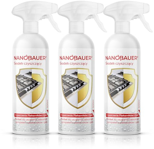 Backofenreiniger & Grillreiniger | 3x NANOBAUER Oven & Grill Cleaner 500ml | Kraftvoller Reiniger für Backofen, Grill, Grillrost & Backblech | Entfernt Fett, Eingebranntes und Schmutz | Spray-Reiniger