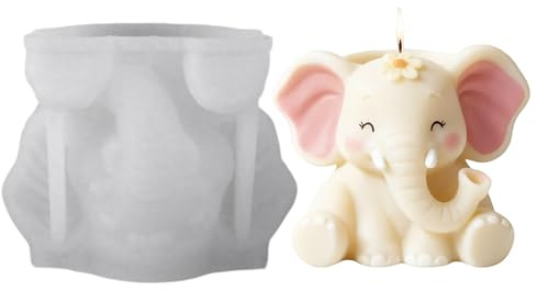 Moldes de silicona para fundición de velas, molde de silicona animales 3D, molde de silicona elefante, molde de fundición de silicona, portavelas, yeso, resina epoxi, moldes de silicona animales para