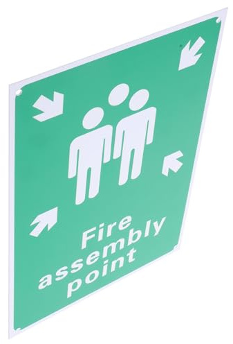 YOSADIER Cartello Punto Raccolta Emergenza Incendio in Alluminio Segnale Riflettente Sicurezza per Ufficio Parco e Giardino
