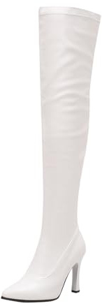 Winter Women's Plush Overknee Boots with Zip High Heel Slim Fit High Tube Boots for Cold Days