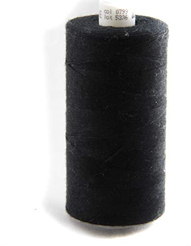 NTS Nähtechnik 1000m Nähgarn, Garn 80, Farbauswahl, Nähgarn für mittelschwere Stoffe (Schwarz)