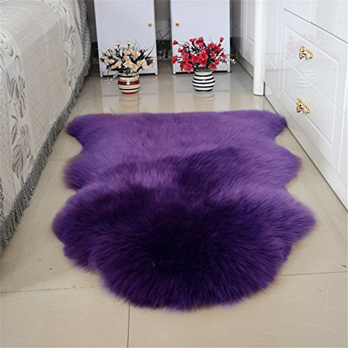 Soft & Plush Nursery Solid Baby Kids Shag Area Rugs,100% Natural Australian Lambskin, Hypoallergenic Sheepskin Purple