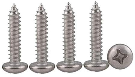 Drenky 100 Pcs Phillips Pan Head Screws 304 Stainless Steel Self-Tapping Screws Self-drilling Wood Screws Standard Cross Groove Full Thread Woodworking Fastener M3 X 12