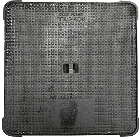 Jardibric - Regard Hydraulique Carré Fonte Ductile 500x500 mm B125 avec Cadre - Plaque Égout Évacuation Eaux Pluviales Passage Voiture