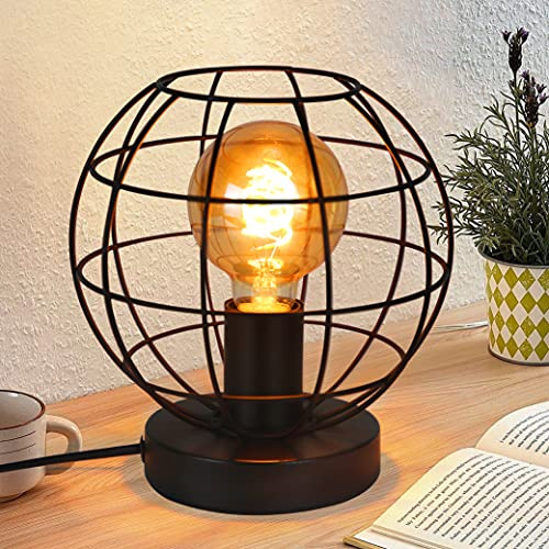 ZMH Tischlampe Vintage Tischleuchte Schwarz - Retro Nachttischlampe Lampe | E27 Fassung aus Metall Industrial Deko für Wohnzimmer Kinderzimmer Schreibtisch Schlafzimmer - Max 40W - Ohne Leuchtmittel