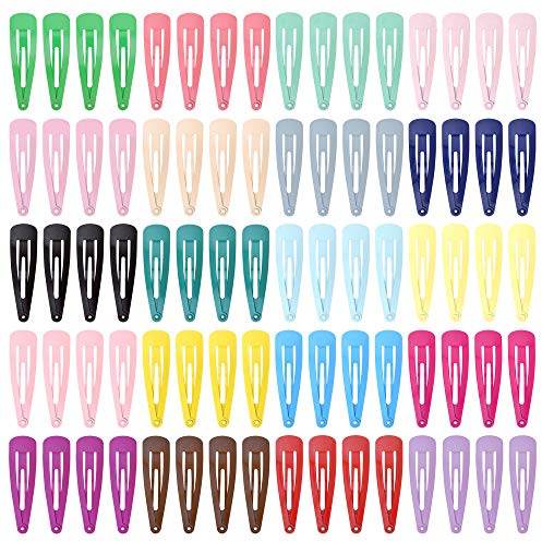 Lot de 80 pinces à cheveux bouclées en métal de 5,1 cm pour enfants, filles, bébés, enfants, petites barrettes à cheveux colorées pour cheveux fins