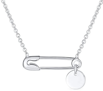 Personalisieren Initialeen Alphabet A-Z Support Symbol Für Vertriebene Menschen Massivarität Runder Kreis Scheibe Seitlich Sicherty Pin Halskette Anhänger Für Frauen .925 Sterling Silber Brauchizable