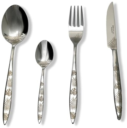 Lebrun Couverts - Ménagère TROPIC 3 MM - 24 Pièces - Service de Table - Acier Inox - Fourchettes - Cuillères - Couteaux Table - Set Couvert Cuisine - Couverts de Table - 12 Personnes