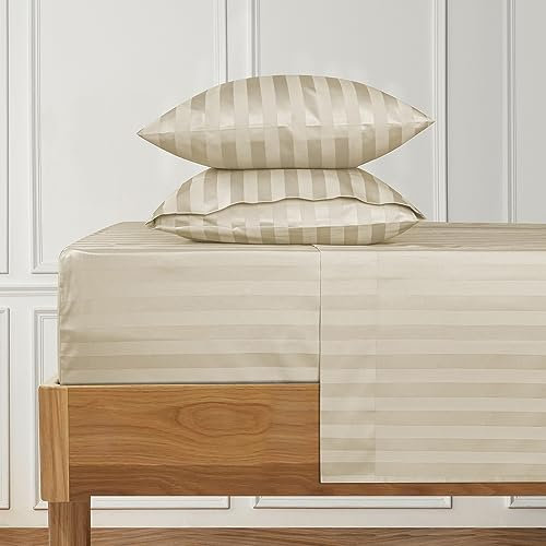 URBANHUT Set di lenzuola da 1000 fili (avorio, 4 pezzi), morbide, morbide, spesse, in 100% cotone, con angoli elasticizzati profondi da 38,1 cm, set di biancheria da letto completo rispetto alle