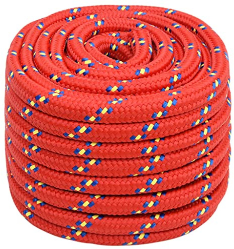 vidaXL Bootsseil Ankerleine Festmacher Tauwerk PP Leine Seil Tau Polypropylenseil Geflochten Flechtleine Rot 20mm 100m Polypropylen